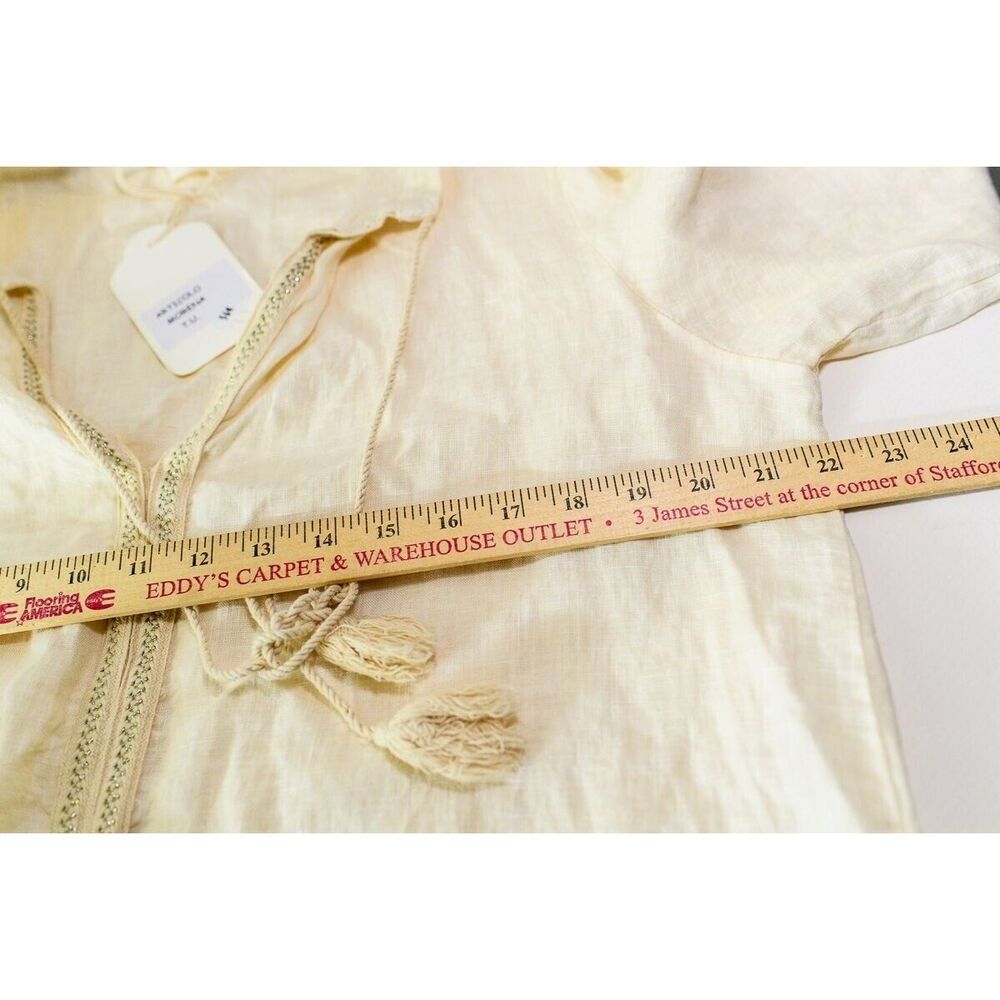 Banditas From Marseille womens ivory Long-Sleeve Blouse 100% Linen NEW XL - Picture 7 of 8